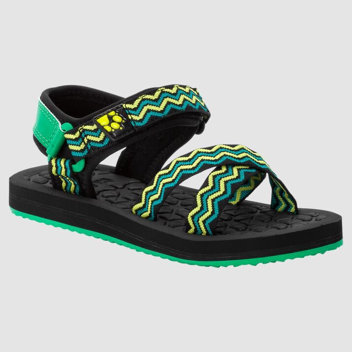 Jack Wolfskin Kids Zulu Sandals Black/Green 568120ZSW